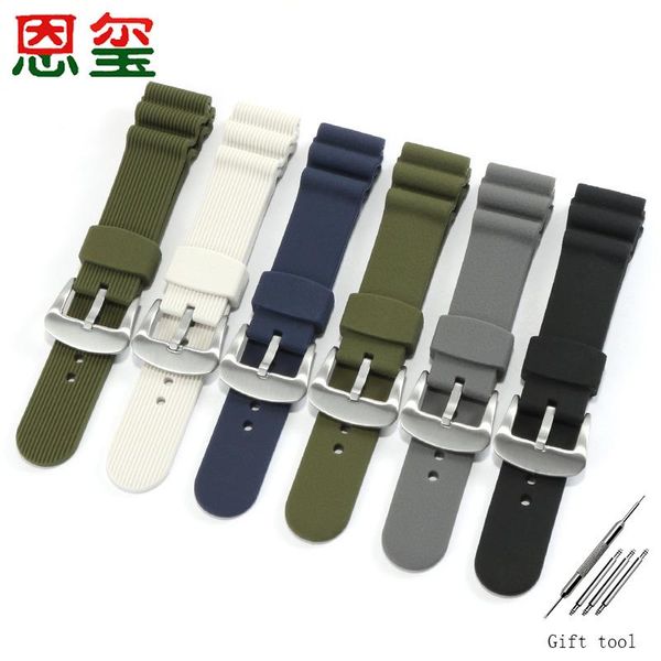 

watch bands waterproof silicone watchband 22mm black white blue strap replacement blet prospex sne545 537 541 series chain, Black;brown