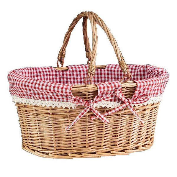 

storage baskets oval willow woven picnic basket easter candy wine with handle egg gathering wedding