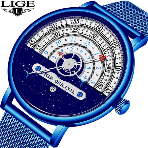 

mens watches lige business watch men chronograph full steel waterproof analog quartz wristwatch male clock+box, Slivery;brown
