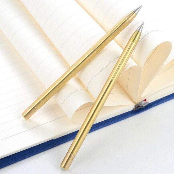 

ballpoint pens retro brass inkless pen pure metal no-ink everlasting 1pcs copper pencil outdoor travel stylus gift s4g0, Blue;orange
