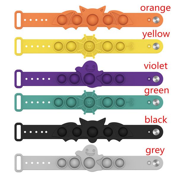 

hallowmas bracelet push bubble fidget toys party favor cartoon ghost spider shape bracelets siliocne wristband pop bubbles sensory decompres