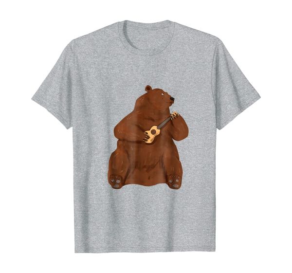 

grizzly brown bear ukulele guitar t shirt gift idea, White;black