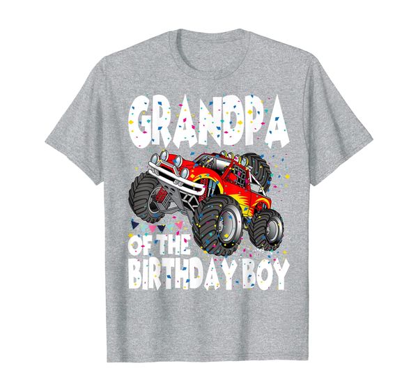 

monster truck party grandpa of birthday boy gift t-shirt, White;black
