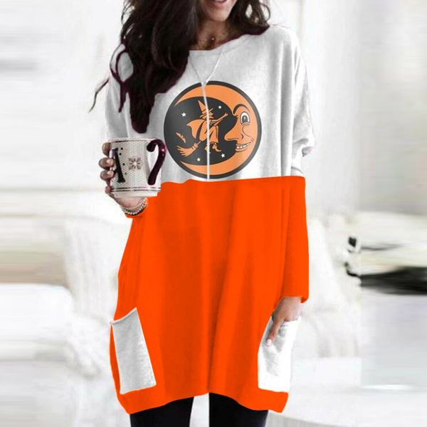 

plus size halloween print tee women sleeve t-shirt casual female long sleeve t shirt 2020 new christmas home wear, Gray