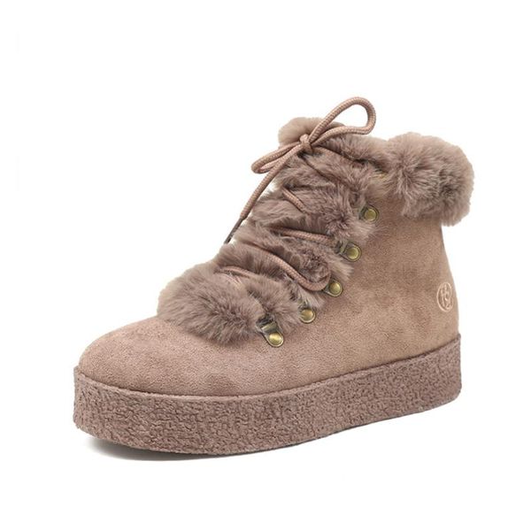

boots 2021fw women sneaker fake fur lining super warn lace decorate, Black