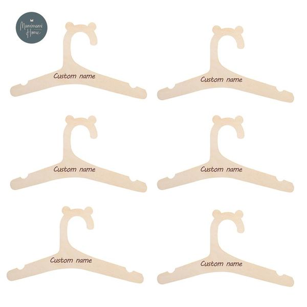 

hangers & racks custom name bear wooden clothes hanger kids baby animal cartoon rack home room nursery decor for present