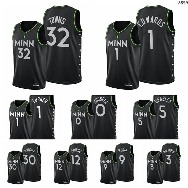

minnesotatimberwolvesmen karl-anthony towns anthony edwards malik beasley d'angelo russell evan turner 2021-22 black city b, Black;red