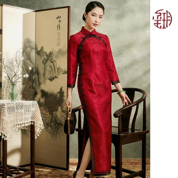 

ethnic clothing seal of huai he early spring 2021 female in the brocade young long qipao dress party dresses, Red
