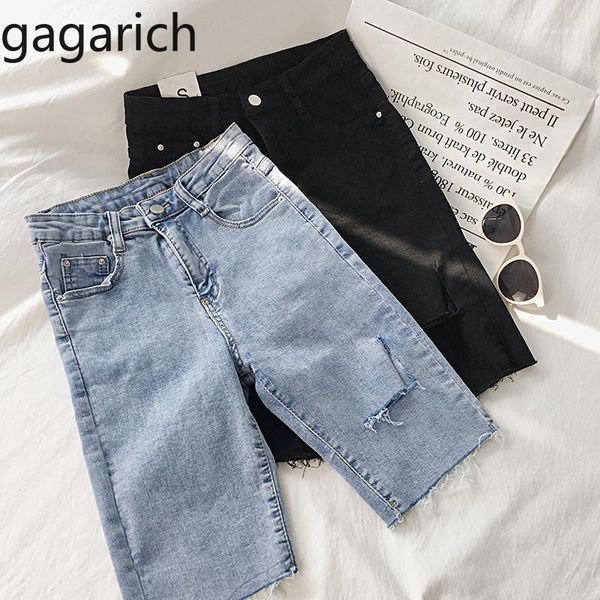 

women's jeans gagarich high-waisted denim shorts women 2021 spring clothing korean style fashion slim fit straight-leg solid, Blue