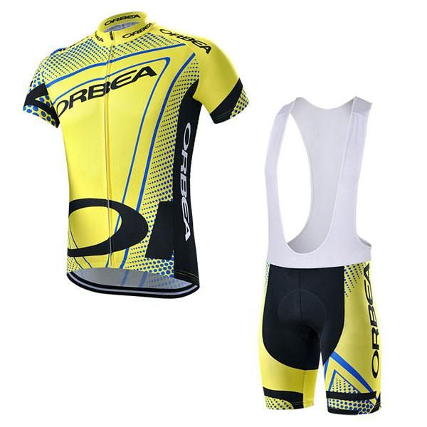 

racing sets men's suspender shorts yellow color summer outdoor sportswear orbea short-sleeved suit bicycle riding clothes, Black;blue