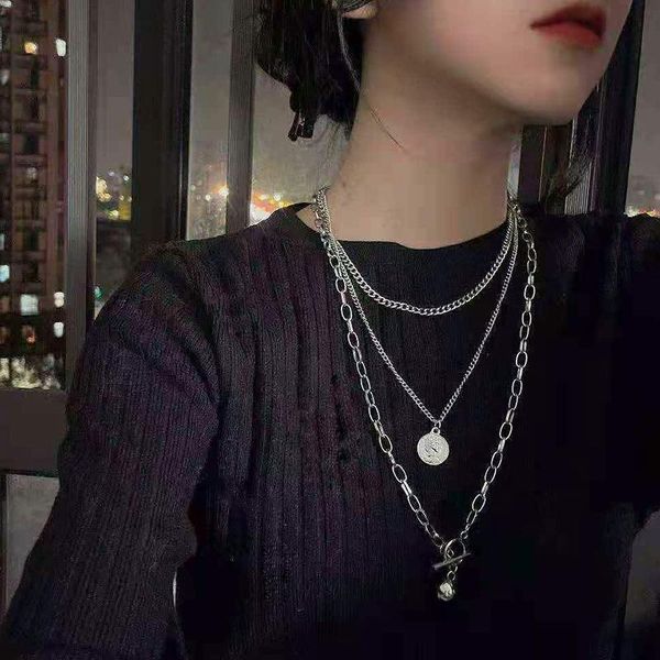 

s925 sterling silver necklace for women korean goodluck round chain fashion retro clavicle chain jewelry wholesale