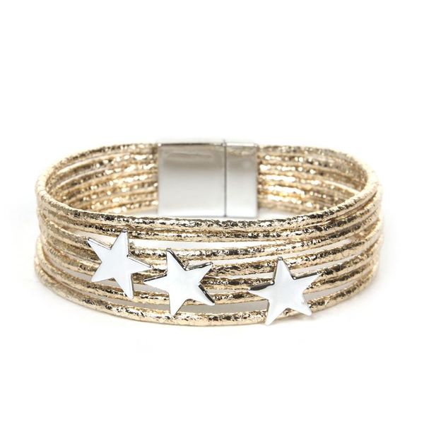 

charm bracelets fashion pu leather multi-layer bracelet summer beach gift girl jewelry, Golden;silver