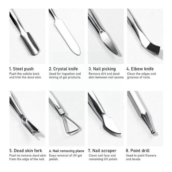 

nail art kits eight-in-one dead skin push steel portable high-quality pruning home tool manicure set care shop e0h2