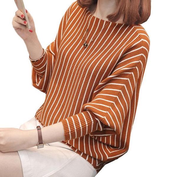 

women's sweaters fashion 2021 autumn winter bat sleeve knitted sweater women pullovers casual stripe loose knit jumpers ladies, White;black