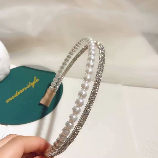 

girl double layer pearl hoop fairy net red, Black;brown