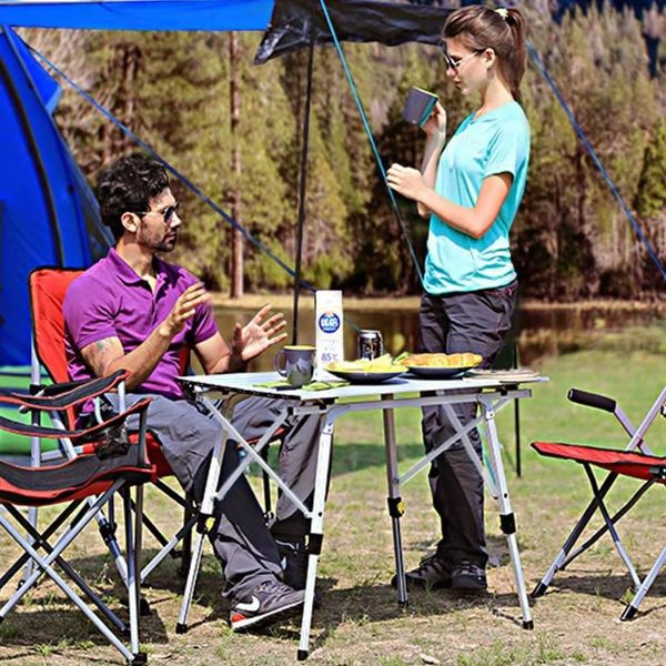 

folding camping table portable adjustable height lightweight aluminum folding table for outdoor picnic cooking