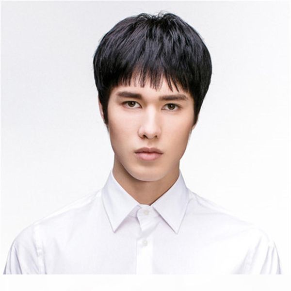 

men's replacement design custom wig glueless brazilian human hair 100% full lace wig yaki straight full lace wig virgin with baby color, Black;brown