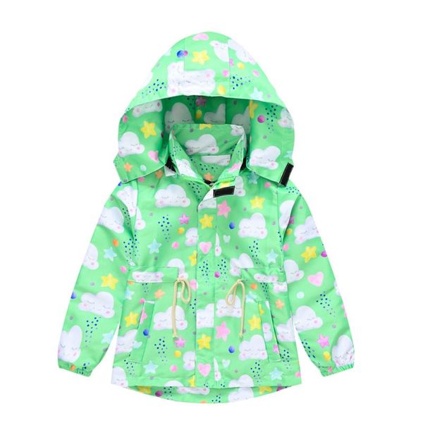 

jackets children light clothing girls coat 2021 windbreaker hooded fashion printing flower outerwear waterproof, Blue;gray