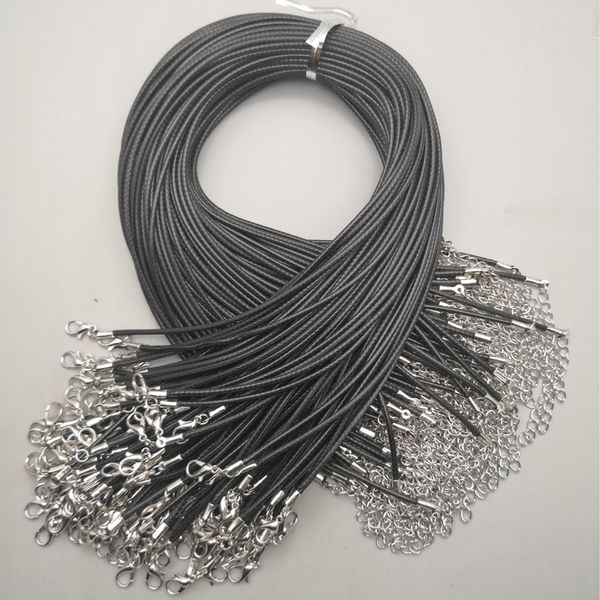 Оптовая черная 1.5 мм 2 мм веревки воск цепи ювелирные изделия застежка лобстера ожерелье ремесло-корпус ожерелья ожерелья