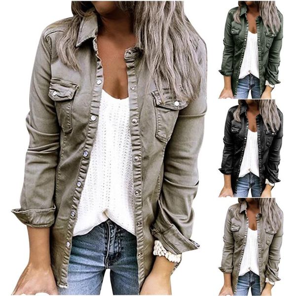 

women's jackets autumn jacket winter jean coat for women oversized outwear coats patchwork denim female 2021 manteau chaquetas, Black;brown