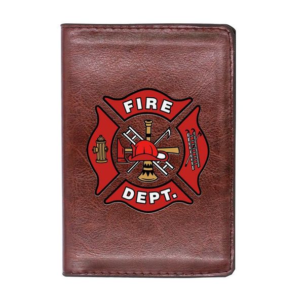 

card holders leather fire control firemen printing travel passport cover id case, Brown;gray