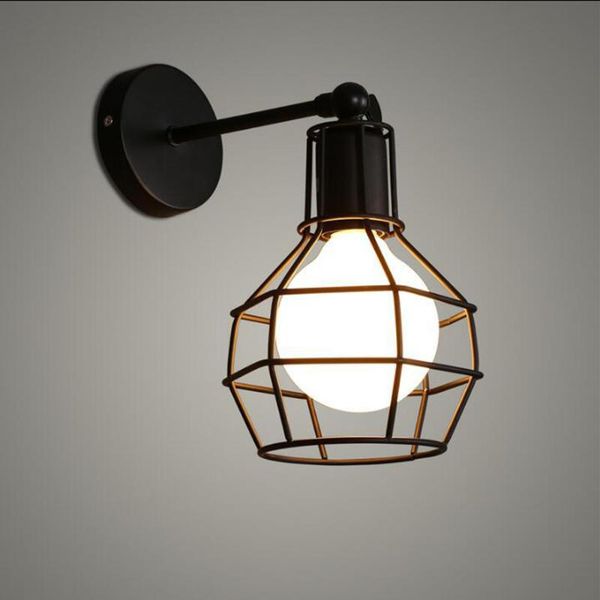

wall lamp vintage light cage e27 industrial retro loft shade sconce modern indoor home living room lighting fixture decor