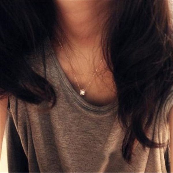 

factory outlet brand necklace 316l titanium steel better price pendant necklace with super cute lucky one big square diamond for women we, Silver