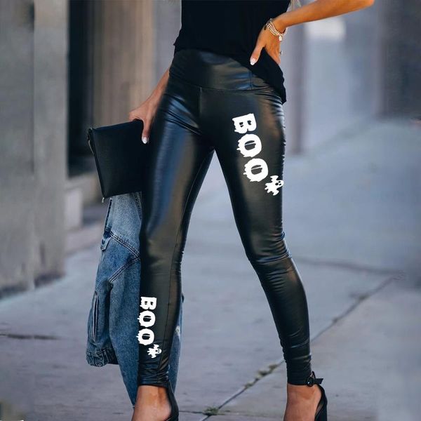 

women's pants & capris black summer pu leather women high waist skinny push up leggings elastic trousers stretch plus size, Black;white