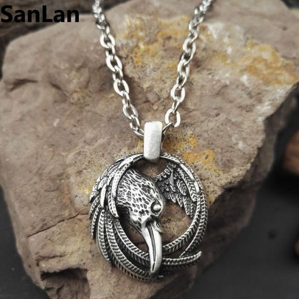 

norse huginn and muninn raven necklace odins jewelry, Silver
