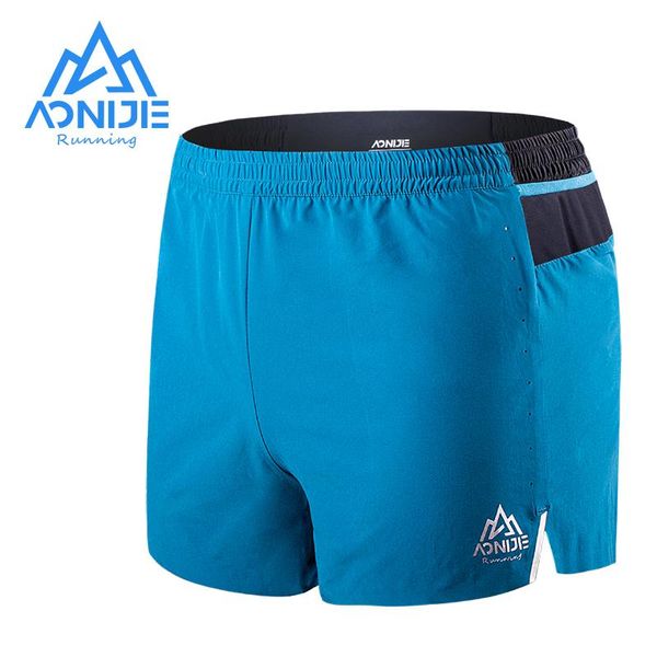 

running shorts aonijie f5101 men sports quick dry lightweight elastic belt boxers trunks jams with pockets for gym fitness, Black;blue