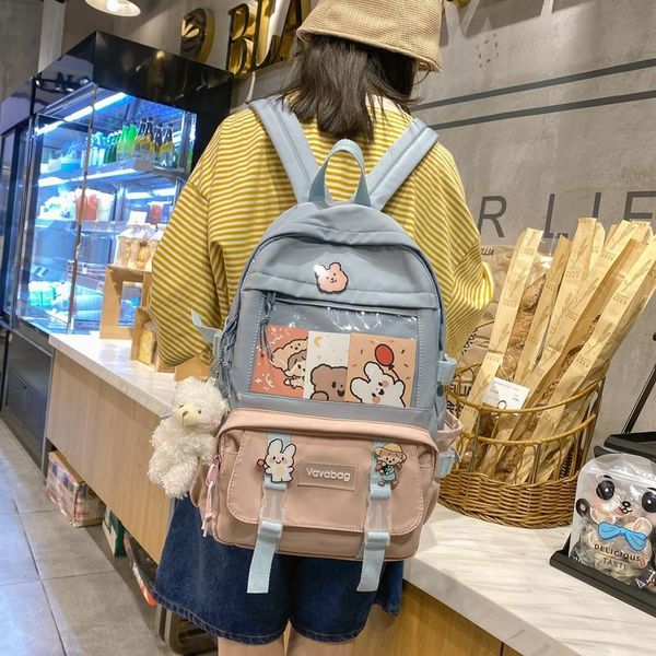 

backpack comfortable harajuku college cute student ladies fashion women bag book school waterproof nylon girl colourful