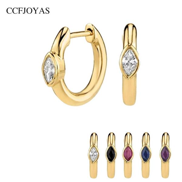 

hoop & huggie ccfjoyas 925 sterling silver white/black/blue/rose red horse eye small earrings women gold fashion jewelry 2021, Golden;silver