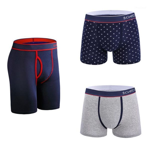 

underpants 3pcs print men's panties open underwear cotton long boxers men boxer shorts man boxershorts family lots undrewear, Black;white