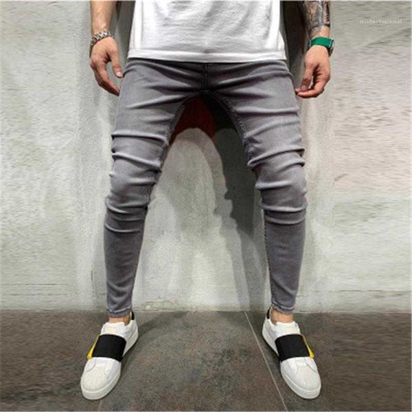 

men's jeans street denim pencil pants spring male washed skateboard casual slim trousers mens solid color skinny fashion trend elastici, Blue