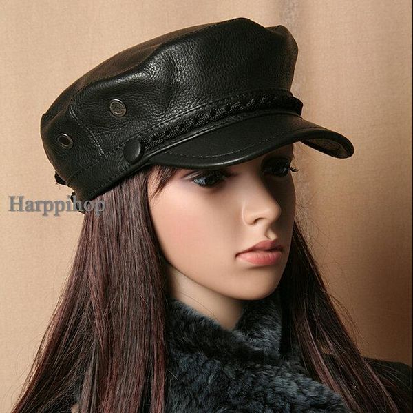 

berets 2021 arrival super quality for students genuine leather hat winter warm cowhide autumn spring caps, Blue;gray