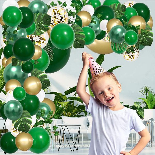

jungle theme balloon arch green dinosaur decoration ballon tropical palm leaf baloon jungle happy birthday party decor kid balon