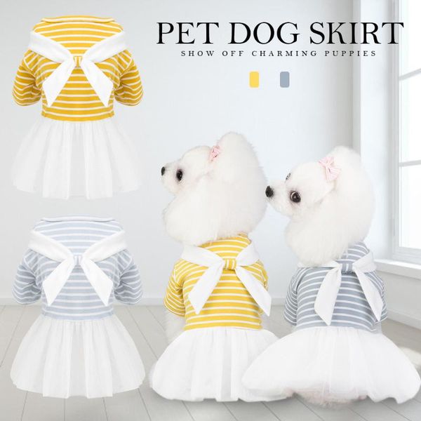 

dog apparel pet dress 1pc striped cat summer white tie dresses for dogs a30#30