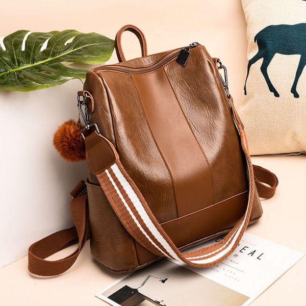

hbp korean 2021 new leisure fashion simple large capacity women's soft leather backpack