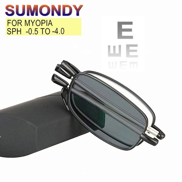 

sunglasses sumondy folding myopia glasses prescription -0.5 -0.75 to -4.0 pochromic men foldable shortsighted spectacles po gray uf32, White;black