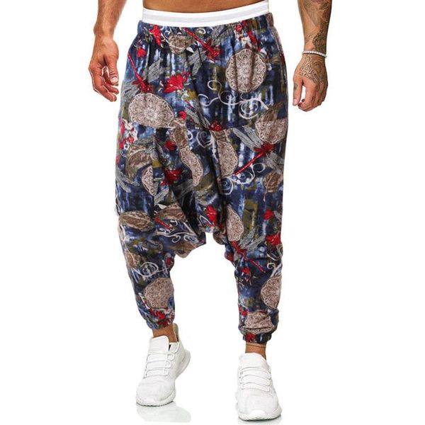 

men's pants cotton blend drawstring mens solid skinny casaul summer holiday trousers plus size cross-pants high street men clothing, Black