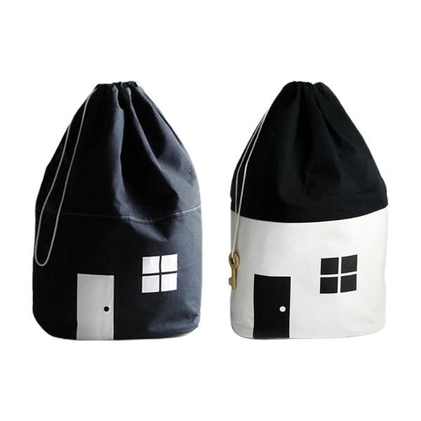 

storage bags nordic cute house bag child kids baby collect toys clothes luggage cotton canvas drawstring pouch organizer