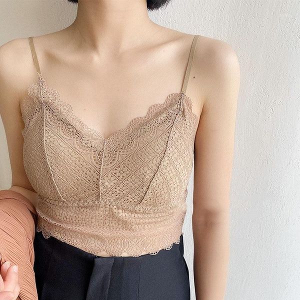 

camisoles & tanks ladies wireless lace push-up bra, floral pattern, underwear, full fit, fitness underwear, Black;white