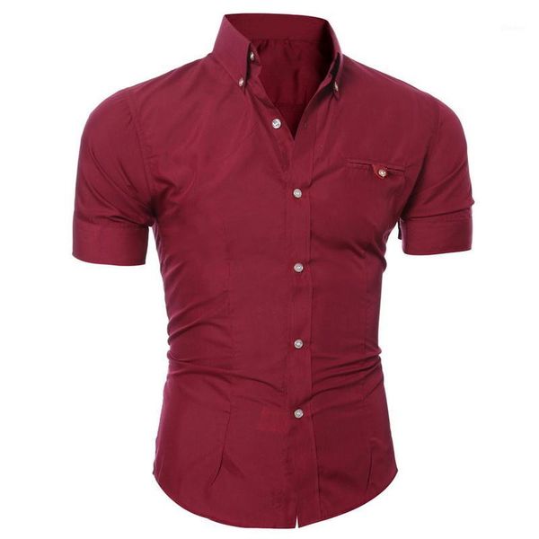 

fashion male slim casual dress shirts summer fashion solid color shirt men short-sleeved turn-down collar work shirt1, White;black
