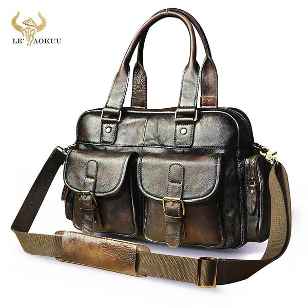 

briefcases design grain genuine leather coffee vintage male briefcase business lapcase attache messenger tote bag for men 061