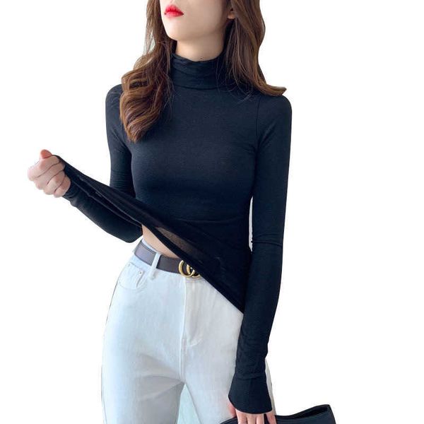

women's sweaters super soft cotton ear edge pile collar solid color long sleeve t-shirt 2021 autumn women's base top, White;black