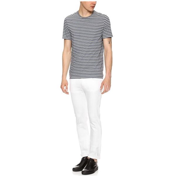 

men's jeans wimilous high street style white slim small feet stretch, Blue