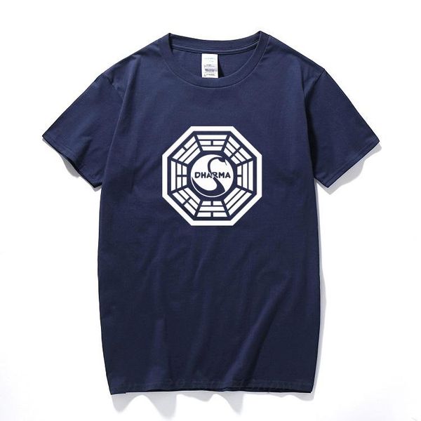 

men's t-shirts american series lost dharma initiative t-shirt fitness cotton short sleeve fans t shirts tees camisetas masculin, White;black