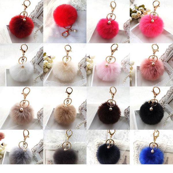 

white bunny handbag cute bag intimation pearl fluffy rabbit fur pom pom ball keychain to locate keys stylish fashion 1 jllsjz, Slivery;golden