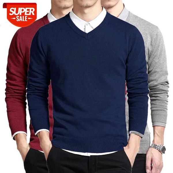 

autumn winter men's cotton sweater long sleeve pullovers outwear man v-neck sweaters loose solid slim fit knitting clothing #sw9c, White;black