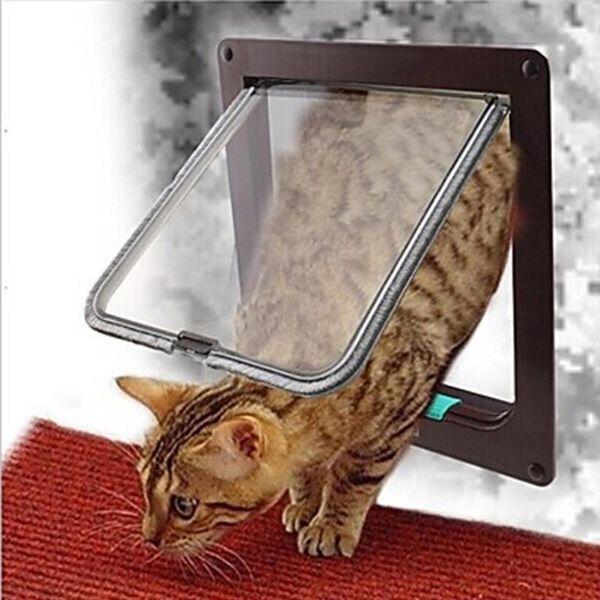 

dog houses & kennels accessories pet door 4 way lockable security flap for cat kitten wall mount animal small gate